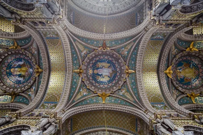 Framed Print : The decorated ceiling of Notre Dame de Fourviere, Lyon, Rhone, Rhone-Alpes, France, Europe Framed Print : The decorated ceiling of Notre Dame de Fourviere, Lyon, Rhone, Rhone-Alpes, France, Europe