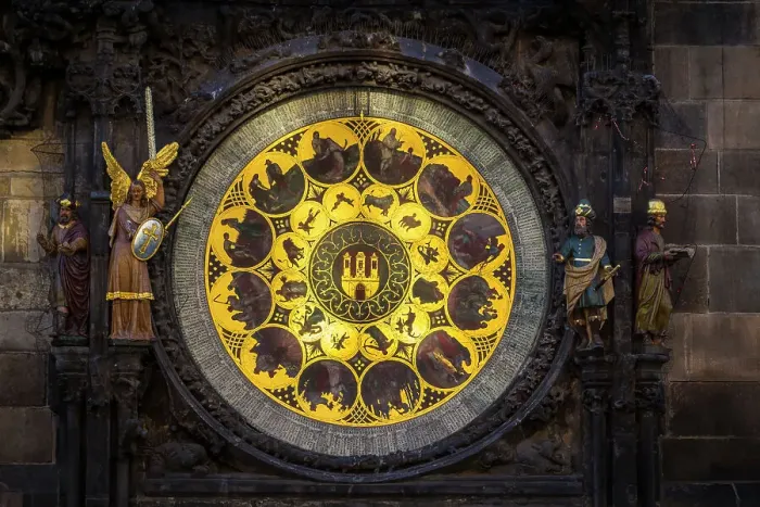 Framed Print : Detail of decorated circle and statues at Astronomical Clock at Old Town Square, UNESCO World Heritage Site, Old Town, Prague, Czechia, Europe Framed Print : Detail of decorated circle and statues at Astronomical Clock at Old Town Square, UNESCO World Heritage Site, Old Town, Prague, Czechia, Europe