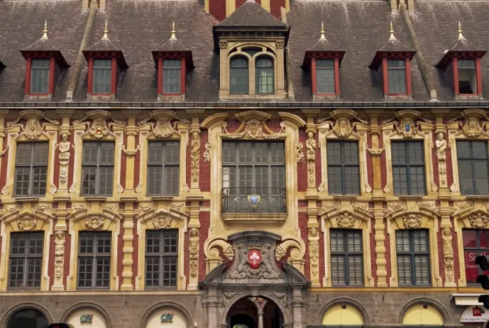 Framed Print : Detail of decorated facade and windows of the Old Exchange (Vielle Bourse) in Lille Framed Print : Detail of decorated facade and windows of the Old Exchange (Vielle Bourse) in Lille