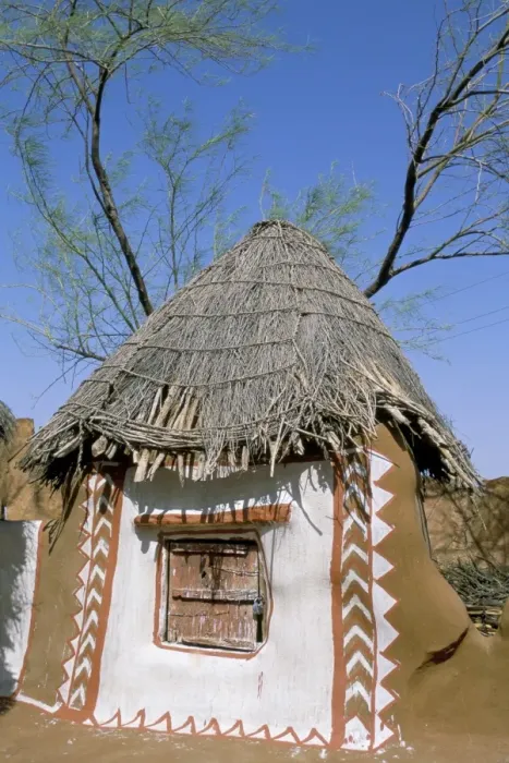 Framed Print : Decorated house in a village near Jodhpur Framed Print : Decorated house in a village near Jodhpur