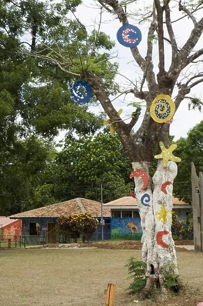Decorated trees and buildings in Punta Islita, Nicoya Pennisula, Pacific Coast
