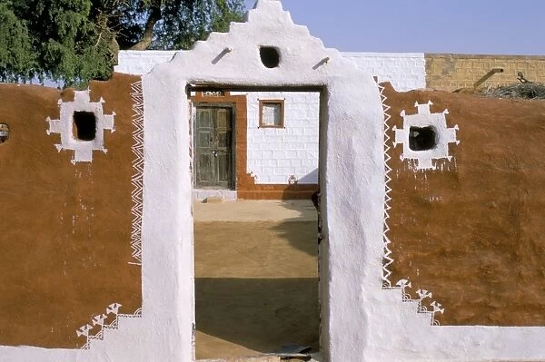 Decorated walls in a village near Barmer