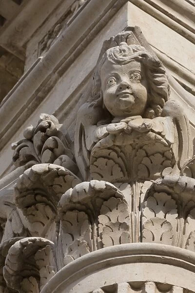Decoration on Basilica di Santa Croce in the baroque city of Lecce, Puglia, Italy, Europe