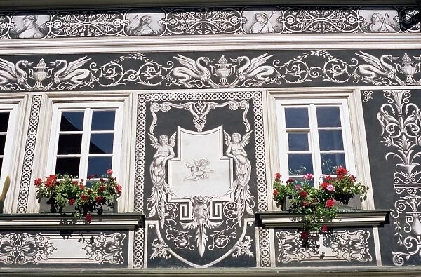 Detail of decoration on Renaissance house in Janska Street, Mala Strana