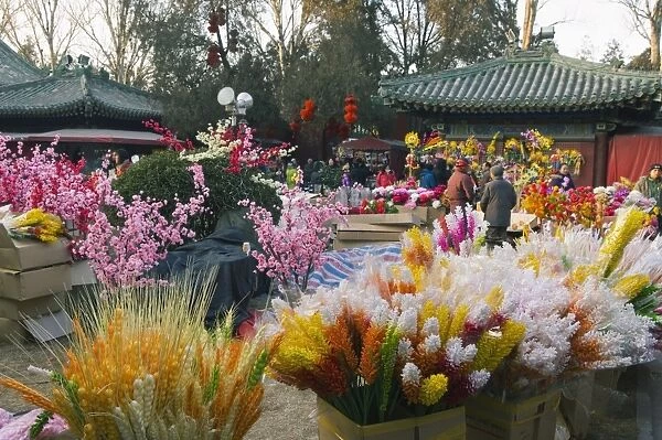 Decorations at a Temple Fair at Donyue Temple during Chinese New Year Spring Festival