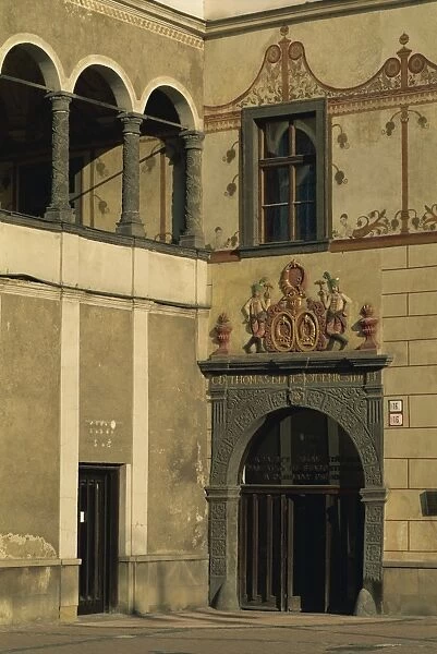 Decorative carving on the facade of a Venetian house