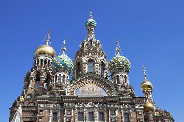 The decorative domes of the Church on Spilled Blood, UNESCO World Heritage Site, St. Petersburg, Russia, Europe