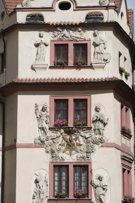 Framed Print : Decorative facade of house, Karlova, Old Town, Prague, Czech Republic, Europe Framed Print : Decorative facade of house, Karlova, Old Town, Prague, Czech Republic, Europe