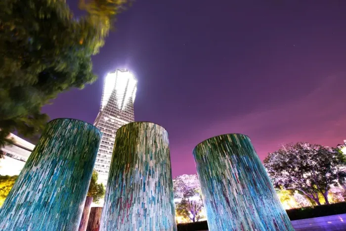 Framed Print : Decorative illuminated architectural design elements at Hangzhou Global Center, Hangzhou Framed Print : Decorative illuminated architectural design elements at Hangzhou Global Center, Hangzhou