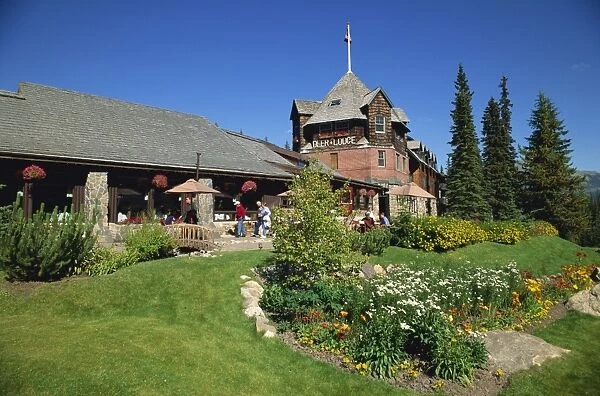 Deer Lodge and gardens near Lake Louise in the Rocky Mountains in Alberta