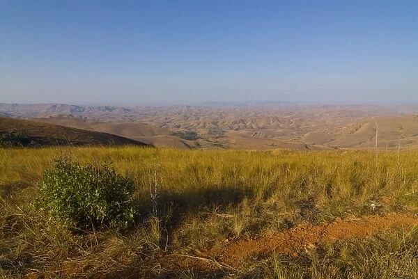 Deforested landscape along the road between Mahajanga and Antanarivo, Madagascar, Africa