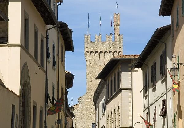 Via dell Orto and Town Hall Tower, Arezzo, Tuscany, Italy, Europe