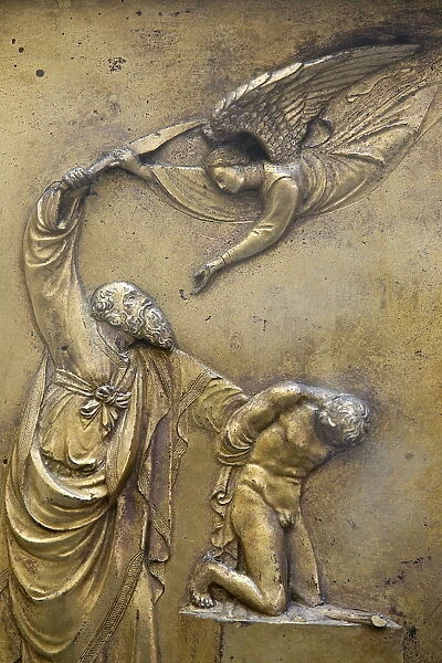 Depiction of Abraham sacrificing Isaac, Gate of Paradise door of the Baptistry of San