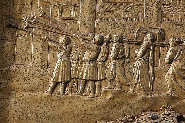 Depiction of the Walls of Jericho on the Gate of Paradise door of the Baptistry of San