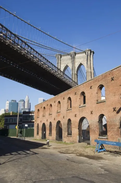 Framed Print : Derelict warehouses under Brooklyn Bridge Framed Print : Derelict warehouses under Brooklyn Bridge