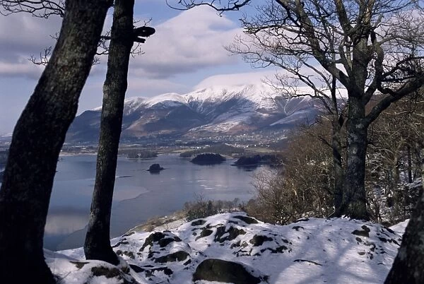 Derwentwater and Skiddaw in winter, Lake District National Park, Cumbria
