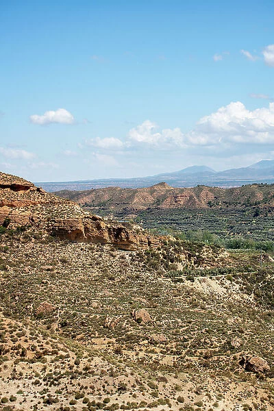 Desert landscape view at Abellan Dam, Granada, Andalusia, Spain, Europe