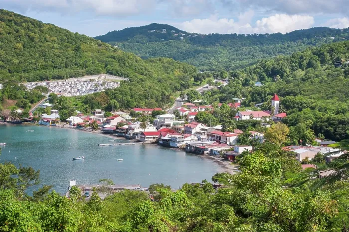 Framed Print : Deshaies, coastal village on Basse-Terre, Guadeloupe Framed Print : Deshaies, coastal village on Basse-Terre, Guadeloupe