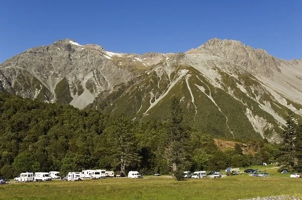A designated campsite in Aoraki (Mount Cook) National Park