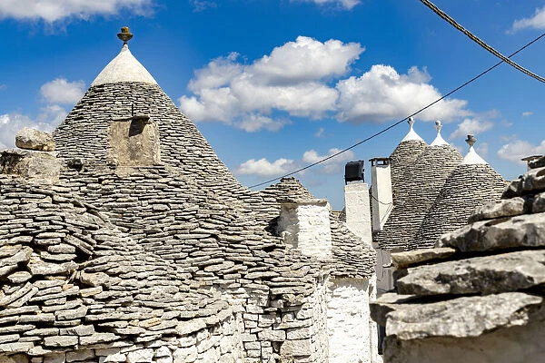 Details of the conical stone roofs of Trulli traditional houses, Alberobello