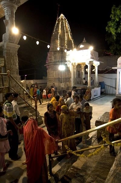 Devotees and families celebrate Diwali at Jagdish temple in Udaipur, Rajasthan