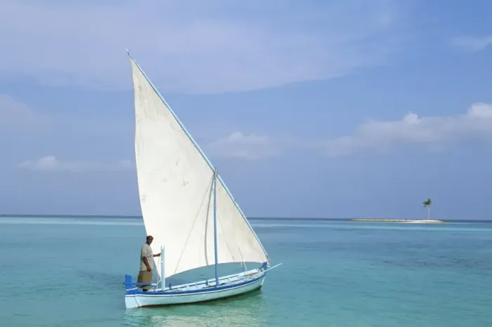 Framed Print : Dhoni and sandbar Framed Print : Dhoni and sandbar
