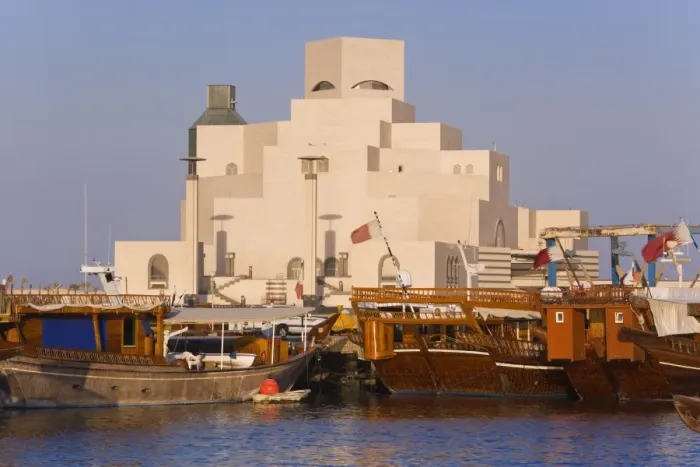 Framed Print : Dhow in front of the Museum of Islamic Art Framed Print : Dhow in front of the Museum of Islamic Art