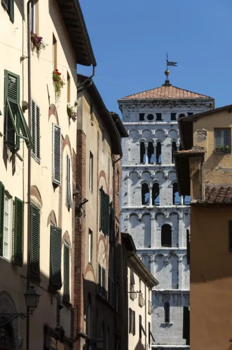 Framed Print : Via di Poggio and the Campanile of San Michele, Lucca, Tuscany, Italy, Europe Framed Print : Via di Poggio and the Campanile of San Michele, Lucca, Tuscany, Italy, Europe