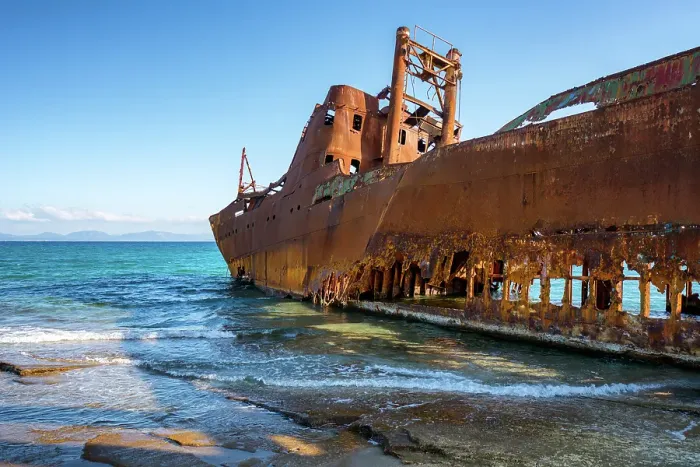 Framed Print : Dimitrios boat shipwreck on a sandy beach near Gythio, Peloponnese, Greece Framed Print : Dimitrios boat shipwreck on a sandy beach near Gythio, Peloponnese, Greece