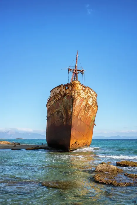 Framed Print : Dimitrios boat shipwreck on a sandy beach near Gythio, Peloponnese, Greece Framed Print : Dimitrios boat shipwreck on a sandy beach near Gythio, Peloponnese, Greece