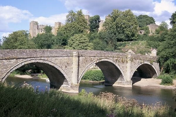 Dinham Bridge and castle, Ludlow, Shropshire, England, United Kingdom, Europe