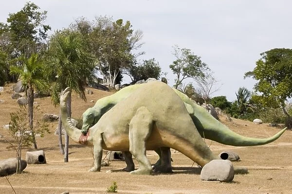 Dinosaur sculptures in the Valle de Prehistorica, Parque Baconao, Cuba