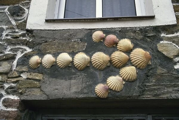 Direction of the Camino set out in scallop shells, A Coruna, Galicia, Spain, Europe