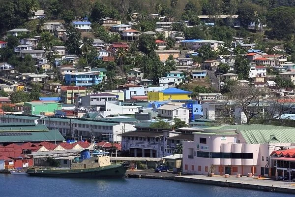 Docks in Castries Harbor, St. Lucia, Windward Islands, West Indies, Caribbean, Central America