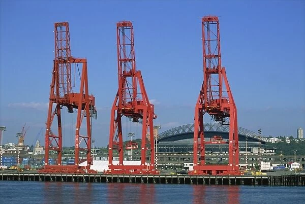 Dockside cranes, Seattle, Washington state, United States of America, North America