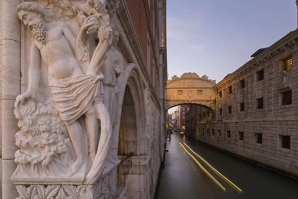 Doges Palace, Bridge of Sighs and gondola, Piazza San Marco, Venice, UNESCO World Heritage Site