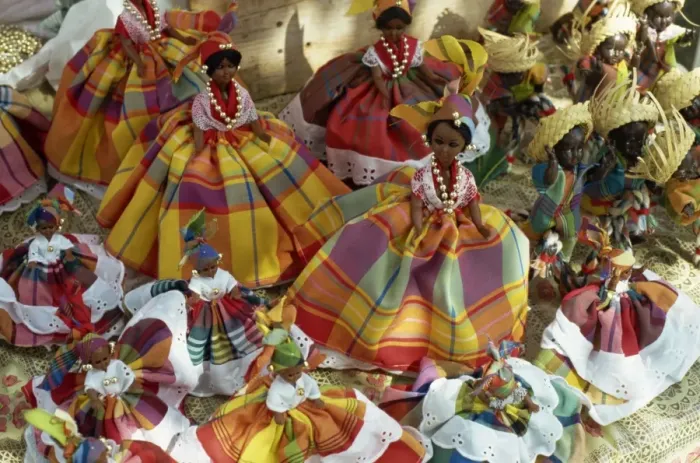 Framed Print : Dolls in Martinique dress, on display for sale, Fort de France, Martinique Framed Print : Dolls in Martinique dress, on display for sale, Fort de France, Martinique