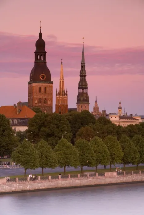 Framed Print : Dom Cathedral, St. Peters Church, St. Saviors Anglican Church, The Academy of Sciences Building and the Town Hall, Riga, Latvia, Europe