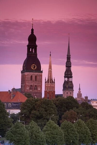 Dom Cathedral, St. Peters Church, St. Saviors Anglican Church and The Academy of Sciences Building, Riga, Latvia, Europe