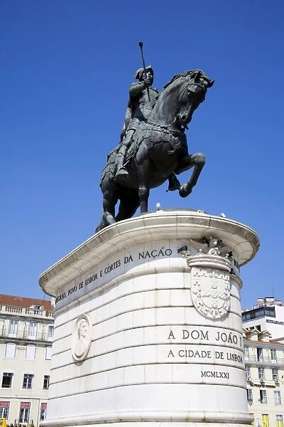 Dom Joao Monument in Praca da Figueira, Rossio District, Lisbon, Portugal, Europe