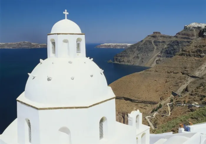 Framed Print : Dome of the Orthodox Church, Thira, Santorini, Cyclades, Greece Framed Print : Dome of the Orthodox Church, Thira, Santorini, Cyclades, Greece