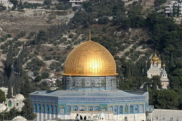 The Dome of the Rock and Mount of Olives, Jerusalem, Israel, Middle East