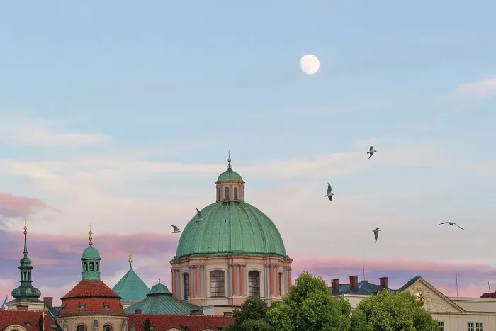 Framed Print : Dome of St. Francis of Assisi Church at dusk, UNESCO world Heritage Site, Old Town, Prague, Czech Republic (Czechia), Europe Framed Print : Dome of St. Francis of Assisi Church at dusk, UNESCO world Heritage Site, Old Town, Prague, Czech Republic (Czechia), Europe