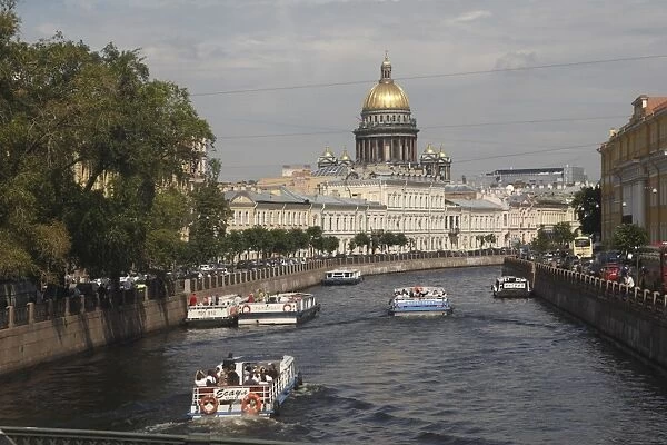 Dome of St. Isaacs Cathedral and canal, St. Petersburg, Russia, Europe