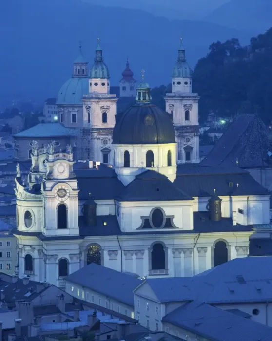 Framed Print : Domes and spires of churches in the evening in the town of Salzburg, Austria, Europe Framed Print : Domes and spires of churches in the evening in the town of Salzburg, Austria, Europe