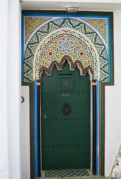 Door in the Medina (Old City), Tangier (Tanger), Morocco, North Africa, Africa