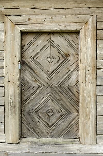 Door detail of a traditional Lithuanian farmstead from