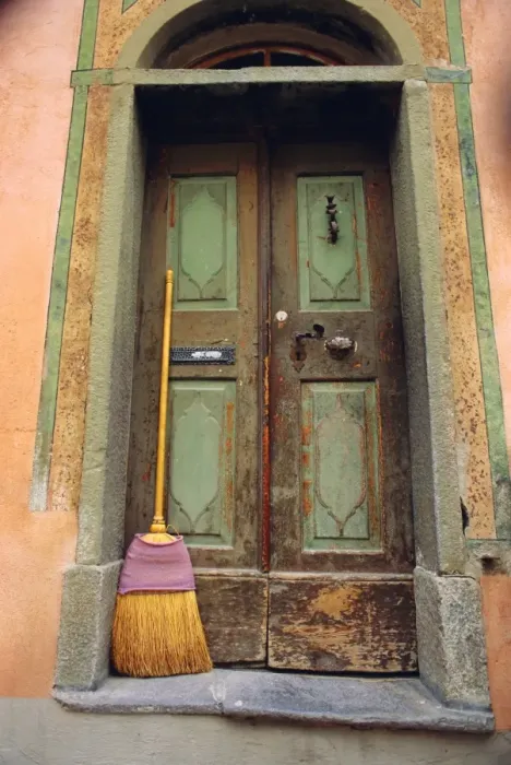 Framed Print : Doors and broom Framed Print : Doors and broom