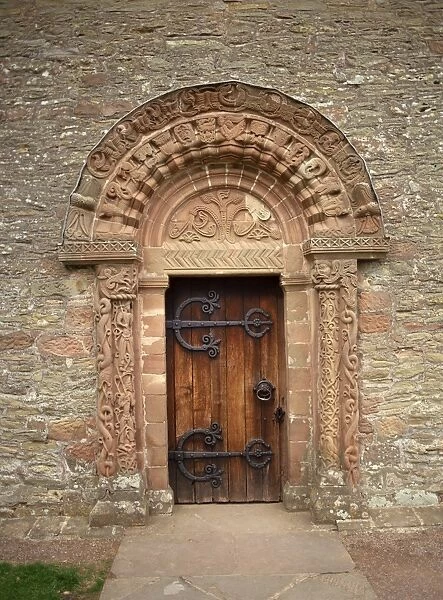 Doorway detail from Kilpeck Church dating from the late 12th century, Hereford Worcester