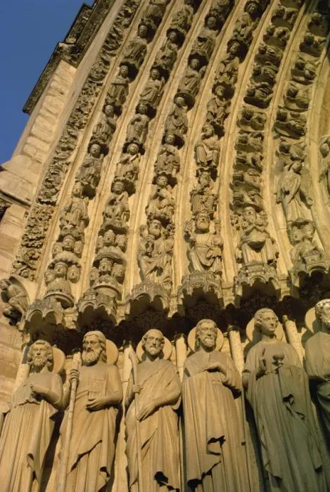 Framed Print : Doorway sculptures depicting Blessed and the Angels, Notre Dame Cathedral Framed Print : Doorway sculptures depicting Blessed and the Angels, Notre Dame Cathedral